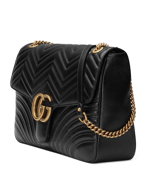 gucci black leather marmont bag|gg marmont large shoulder bag.